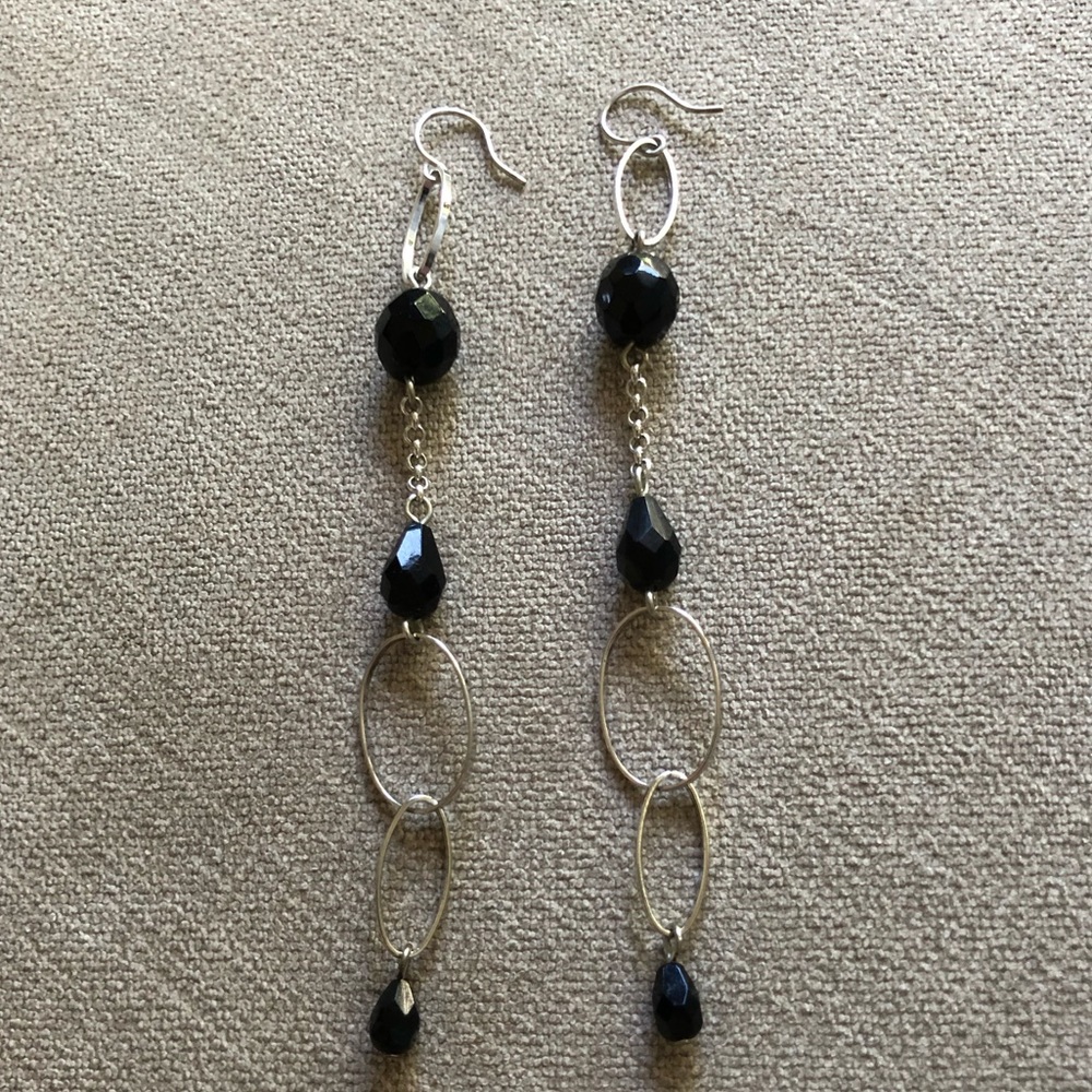 Arden B Black and Silver Dangle Earrings